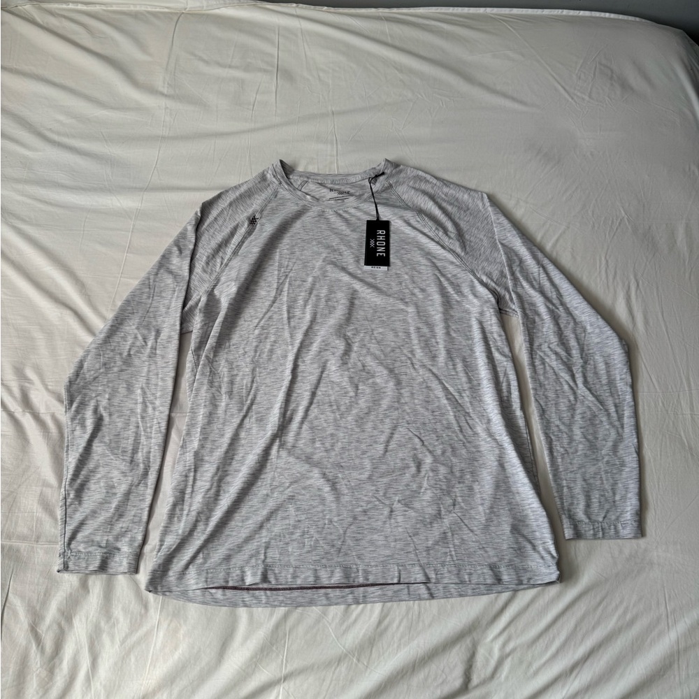 Rhône Reign Long Sleeve Shirt Gray Space Dye Performance UPF50+ Anti-Odor Men’s